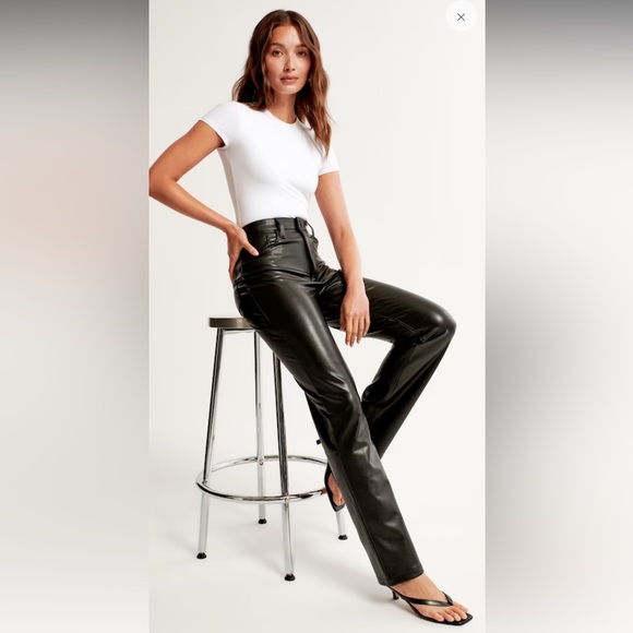 Abercrombie & Fitch Pants - A&F Vegan Leather 90’s Straight Leg Pant